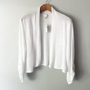 Chico's Size 3 Abigail Lightweight White Shrug Sweater‎ Women's Size XL NEW